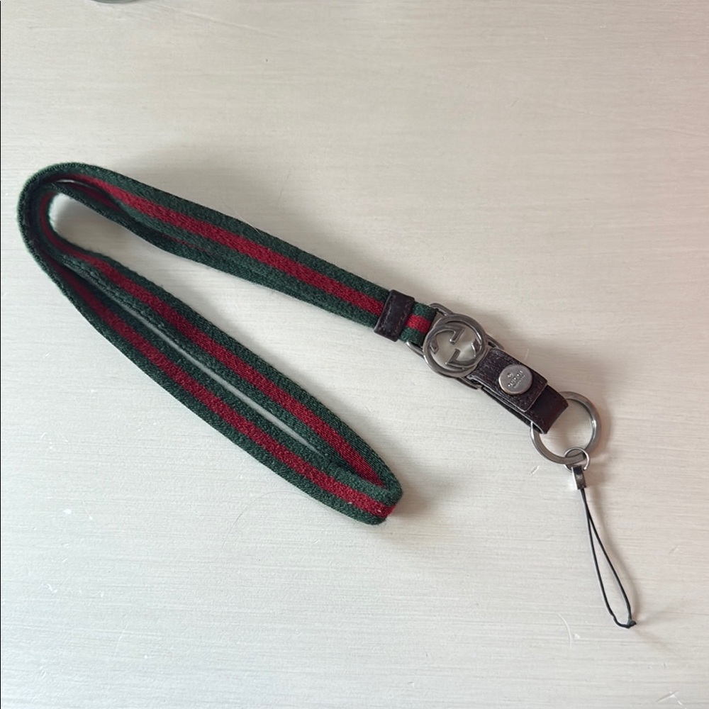 Gucci Vintage Green and Red Keychain Strap